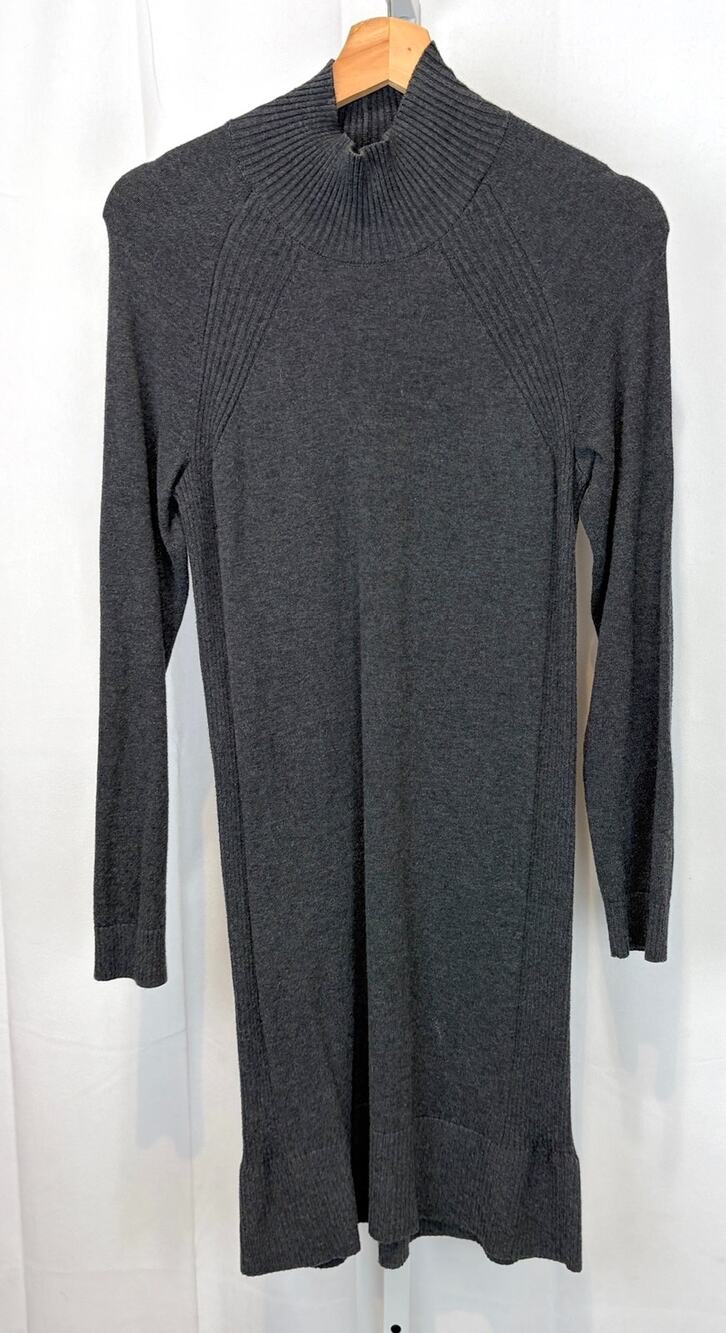 LULULEMON Keep It Cozy Sweater Dress Long Sleeve Mock Cotton Silk Blend Gray
